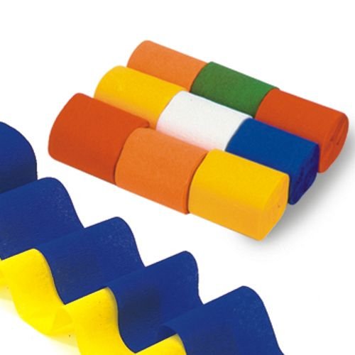 Papstar 1 Karton = 5x9 Rollen Krepp-Bänder 10 m x 5 cm farbig sortiert schwer entflammbar auf Rolle 19010