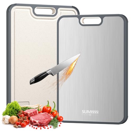 Sumzzz Titanium Cutting Board: 2-in-1 Double-Sided Non-Toxic Kitchen Board, Knife Friendly & Easy to Clean (15x10.3”)