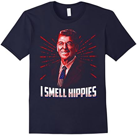 Men's President Ronald Reagan I Smell Hippies Funny Political Tee 2XL Navy