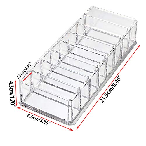 Hipiwe 8 Spaces Acrylic Makeup Organizer Cosmetic Makeup Products Storage Containers Beauty Care Holder Vanity Organizers for Blushes, Highlighters, Bronzer, Powder,Eyeshadow