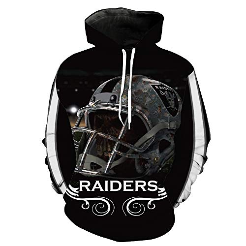 Forever Collectibles Oakland Raiders Sports Pullover Hoodie Fashion 3D Digital Printed Long Sleeve Hooded Football Team Hoodie Sweatshirt for Men Women Youth