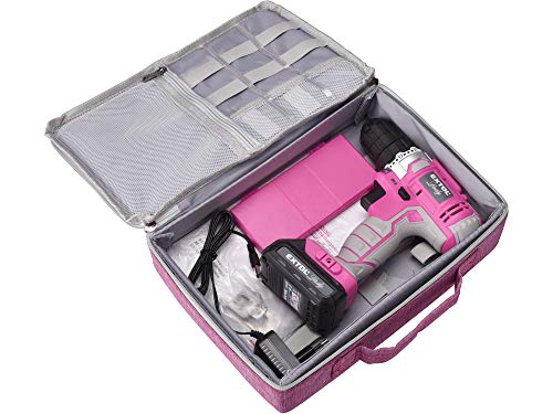 EXTOL Lady Akkuschrauber pink, 12V Li-Ion, 1300mAh, mit Transporttasche inkl. Zubehör von 6 Bits (Längsschlitz, PH und… – Bild 4