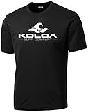 Joe's USA Koloa Surf Co.(tm) Wave Logo Athletic All Sport Training T-Shirts, Black- XL