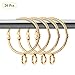 Coideal Open Curtain Rings with Eyelet - 20 Pack 1.5 Inch Openable Metal Drapery Ring Loops, Fits Up to 1 1/4 in Rod (Gold)