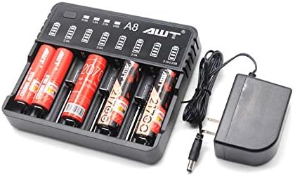 8-Bay AWT A8 2A Universal Smart Fast Li-ion Battery Charger for 18650 18500 18350 14500 26650 20700 21700 Li-ion Batteries