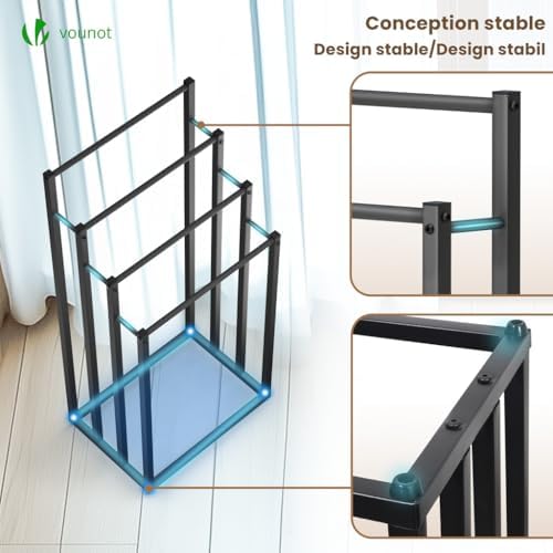 ® Toallero de Pie de 4 Niveles Toallero Escalera con 4 Barras para Colgar Toallas Toallero Múltiple Marco de Metal 45x33x101cm Soporte y Estante de Secado de Toalla para Baño Aseo Lavadero Negro