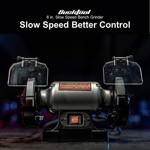 BUCKTOOL 6Inch SlowSpeed Bench Grinder Power Tools, Professional