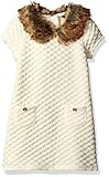 Nautica Girls' Double Knit Quilted Dress with Faux Fur Collar