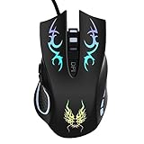 Aulker Gaming Mouse Computer Mouse for PC 7 USB Optical Mouse LED Colors 6 Buttons Magic Mouse for Laptop/Notebook Ergonomic High Speed Fusion Windows Best Mouse Computer Accessories-Black