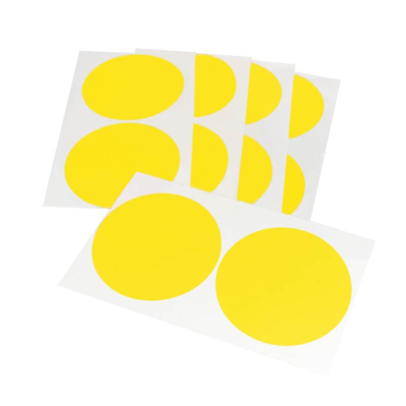 Coloured Adhesive Dots, PE-Coated Marking Dots, Choice of Colour, Quantity and Diameter, Colourful Adhesive Dots (Yellow, Diameter 100 mm, Pack of 10)