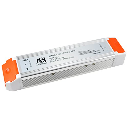 ABI 12V 120W Power Supply Driver TRIAC Dimmable Transformer for LED Flexible Strip Light (Works with Standard Wall Dimmers)