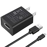 HZONE Kindle Fire Charger, [UL Listed] AC Adapter 2A Rapid Charger with 5.0 Ft Micro-USB Cable for Kindle Fire HD, HDX, Fire 7 8 10 Tablet and Phone, Black