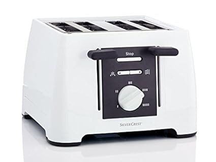 sliver crest Plastic Smart 4 Schlitz Toaster with Temperature Control (White, 4-inch)