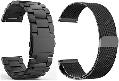 Compatible Samsung Galaxy Watch(46mm) Bands, 22mm Stainless Steel Band + Milanese Loop Mesh Replacement Bracelet Metal Strap Compatible Samsung Galaxy Watch 46mm