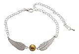 Double Angel Winged Silver Bracelet with Centre Faux Golded Bead