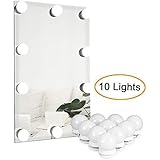Waneway Vanity Lights for Mirror, DIY Hollywood Lighted Makeup Vanity Mirror with Dimmable Lights, Stick on LED Mirror Light Kit for Vanity Set, Plug in Makeup Light for Bathroom Wall Mirror, 10-Bulb