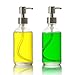 California Home Goods 2 Pack, 8 oz. Liquid Soap Dispenser, BONUS PUMP included, Refillable Round Clear Glass Bottle, Perfect for Liquid Soap, Essential Oils and Lotions, By