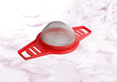 Krishna Handmade INDIAN Small Plastic Coffee STRAINER - 2 Nos/Coffee Strainer Mesh with Plastic Handle/SS Mesh Tea Filter/Plastic Mesh Water Strainer/Colour - Red & Blue/[Krish-Misc-PL18]
