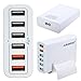 Quick Charge 2.0, ABLEGRID 60W Multi-port USB Charger 6 Ports Intelligent Desktop Charging Station Portable Travel Charger for iPhone iPad Samsung HTC Nexus and More (White)