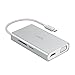 [Upgraded] AUKEY USB C Hub with Ethernet, 4K HDMI, VGA, 2 USB 3.0, 100W Type C Charging for MacBook Pro 2017 iMac, Google Chromebook Pixelbook - Aluminum, Silver