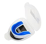 Zeenal Mouthguard w/ Vented Case and Fitting Instruction - Strapped and Strapless - Fit Football, Hockey, Soccer, LaCrosse - All Sports (White - Blue)