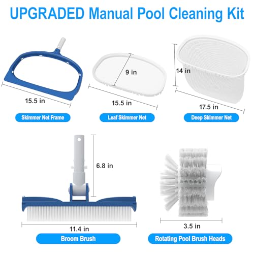 S-Union 2026 Manual Pool Cleaner, Brush & Skimmer Net Cleaning Kit, Portable Cleaning for Small Pools, Spa, Ja-Cuzzi, Hot Tub