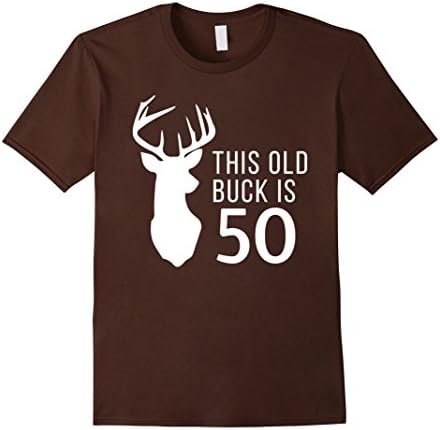 Mens Hunter Birthday Gift This Old Buck is 50 Years Old Shirt Large Brown