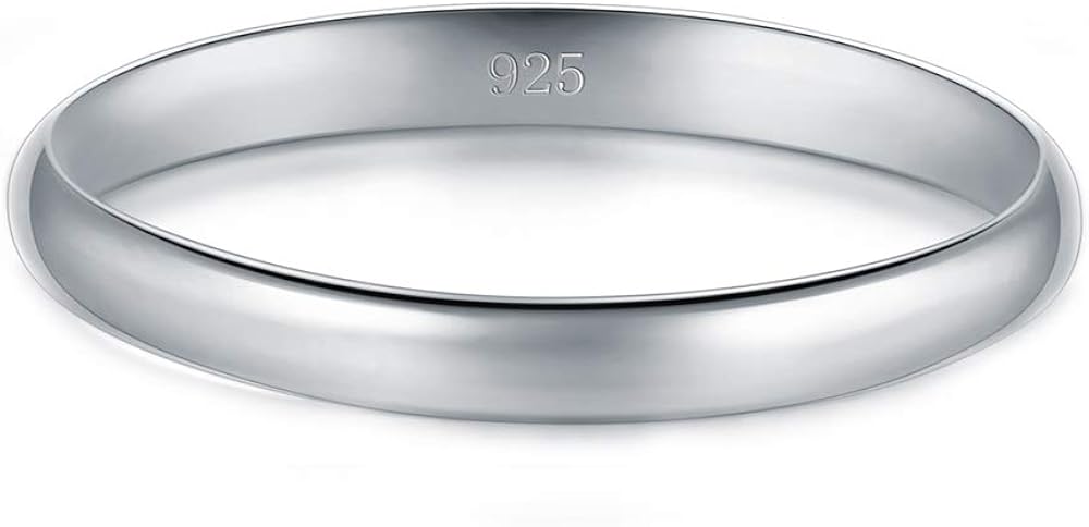 BORUO 925 Sterling Silver Ring High Polish Plain Dome Tarnish Resistant Comfort Fit Wedding Band 2mm Ring 4-12: Clothing