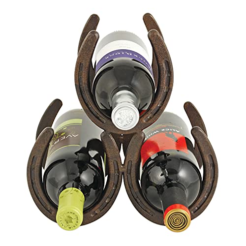 Foster-Rye-Horseshoe-Countertop-Metal-Wine-Rack-Cast-Iron-Wine-Bottle-Holder-Holds-3-Standard-Wine-Bottles-10-x-55-x-85