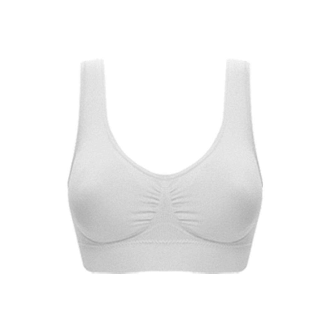 Kikole Sports Bras for Women, Seamless Comfortable Yoga Bra with Removable Pads White