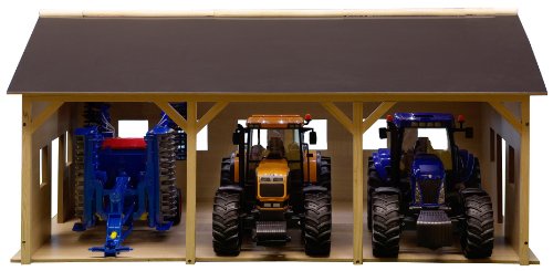 Kids Globe Wooden Farm Shed for 3 Tractors (Scale 1:16)