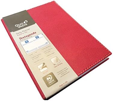 Quo Vadis Textagenda August 2016 - July 2017 Compact Daily Planner One Day Per Page 4 3/4" x 6 3/4" Plain Edge Club Cover Made in USA (Rose)