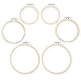 Caydo 6 Pieces 3 Size Kids Small Teaching Embroidery Hoop Set Bamboo Circle Cross Stitch Hoop Ring