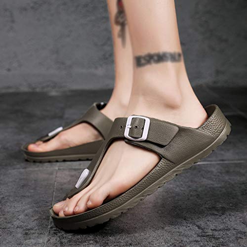 Corriee Mens Thong Sandals Summer Slippers Indoor Outdoor Flat Shoes Beach Flip Flops Green - Thumbnail 2