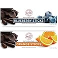 Sweet Candy Company Dark Chocolate Fruit Flavored Sticks - Gourmet Chocolate Covered Sticks, Orange and Blueberry, Gift Idea for Holidays, Gluten Free, Kosher - 10.5 oz Box (Pack of 2)