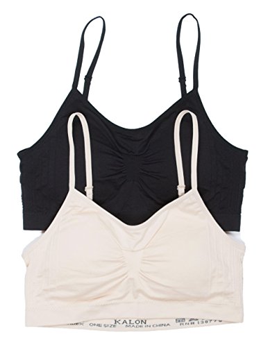 2-or-4-Pack-Kalon-Nylon-Spandex-Removable-Pads-Comfort-Bras