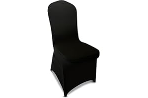 LGJIAOJIAO 100 Pieces Black Chair Covers - Versatile Stretch Polyester Spandex Dining Chair Slipcovers for Dining, Party, Wedding, Banquet, and More