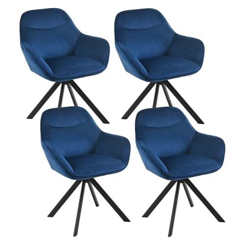 Goeurvant Esszimmerstühle Drehbar 4er Set mit Armlehne, 360° drehbar, Polsterstuhl Samt, Drehstuhl Esszimmer, Küchenstuhl mit Metallbeine für Esszimme
