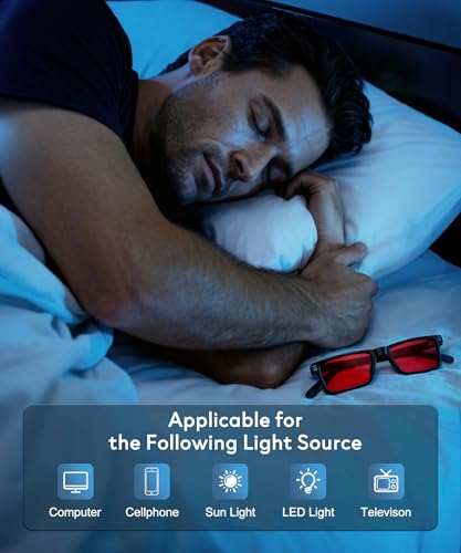 ANYLUV Blue Light Glasses for Sleep, 99.9% Blue Green Light Blocking with Red Lens, Reduce Eye Strain Computer Glasses