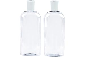 JNDUBZ Plastic Squeeze Bottle with Flip Cap 8 Oz - Refillable Portable, Travel Size, Leak Proof and Reusable for Household Use, Shampoo, Conditioner, Cleaning Solutions (2 Pack, 473 ml)