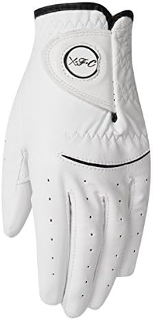 Men's &amp; Women's Top Compression-Fit Stable-Grip 100% Cabretta Leather Golf Glove, Super Soft, flexible, Wear Resistant and Comfortable, White (XL, Worn on left hand)