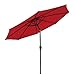 COBANA 9’ Patio Umbrella, Outdoor Table Market Umbrella with Push Button Tilt and Crank, 8 steel ribs, Dark Red