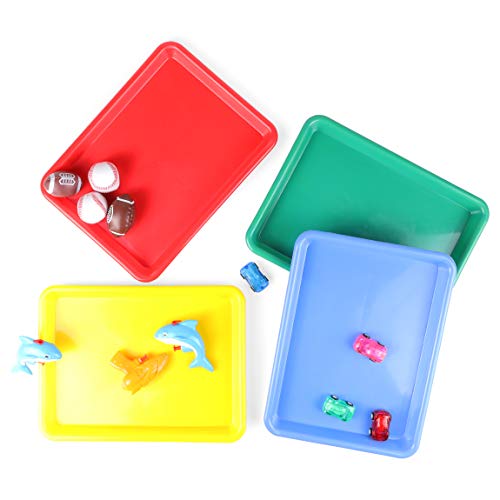 Plastic Trays for Kids Arts and Crafts, 4 Colors (13.4 x 10 x 1.2 in, 4