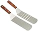 overstockedkitchen New Grill, Turner, Stainless Steel, Riveted Smooth Wood Handle, Commercial Grade, One Perforated & Solid Face Spatula, Set of 2 primary