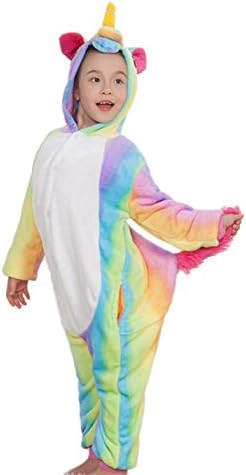 Goldtry Soft Flannel Child Cosplay Costumes Pajamas Cute Kids Multi-Colors Unicorn Onesie Gift Rainbow 105#
