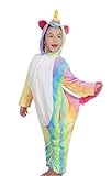 Goldtry Soft Flannel Child Cosplay Costumes Pajamas Cute Kids Multi-Colors Unicorn Onesie Gift Rainbow 125#