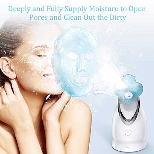 Ovonni Facial Steamer Nano Ionic Hot Mist Personal Home Sauna SPA Moisturizing Face Sprayer, Professional Face Steam Machine for Acne Skin Unclog Pores, White - Thumbnail 2