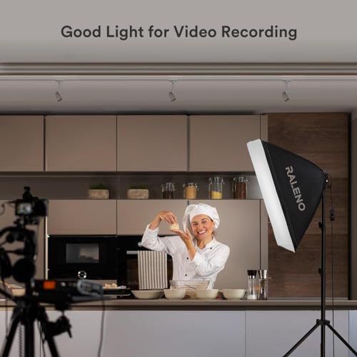 RALENO Softbox Lighting Kit, 2×50×50cm Photography Studio Lighting with 50W 5500K LED Bulbs, 97 CRI Light Box Lighting for Video Recording, Studio, Portraits and Product Shooting Youtube
