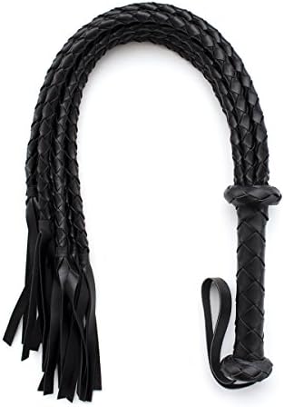 Jepeux Leather Equestrian Braid Whip Horse Sport Flogger &amp; Whips (Braid Black)