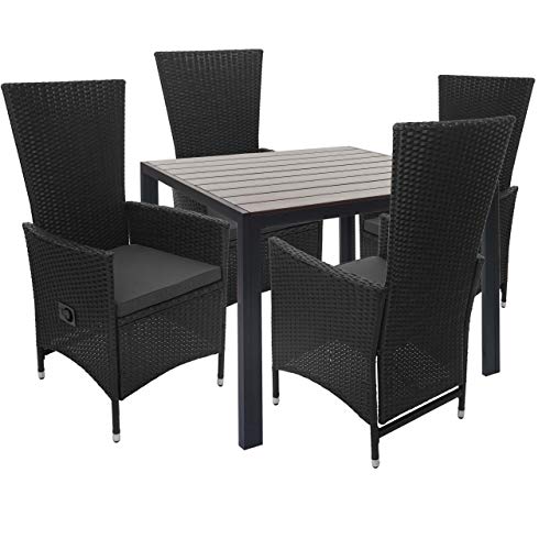 Mendler Poly-Rattan Garnitur HWC-F49, Garten-/Lounge-Set Sitzgruppe Balkonset, verstellbare Lehne 90x90cm - schwarz – Bild 3